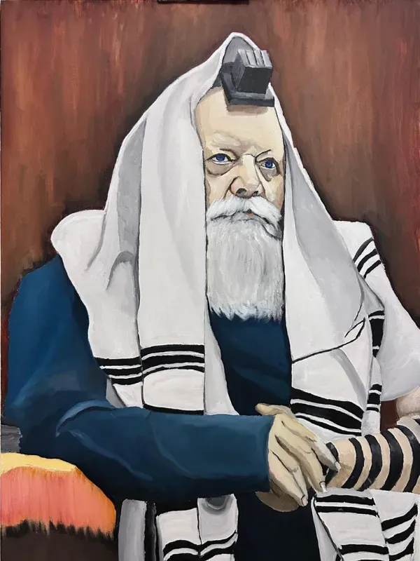 ציור שמן יהודי תפילה מקורי – עטוף בקדושה | אלירן בר-און