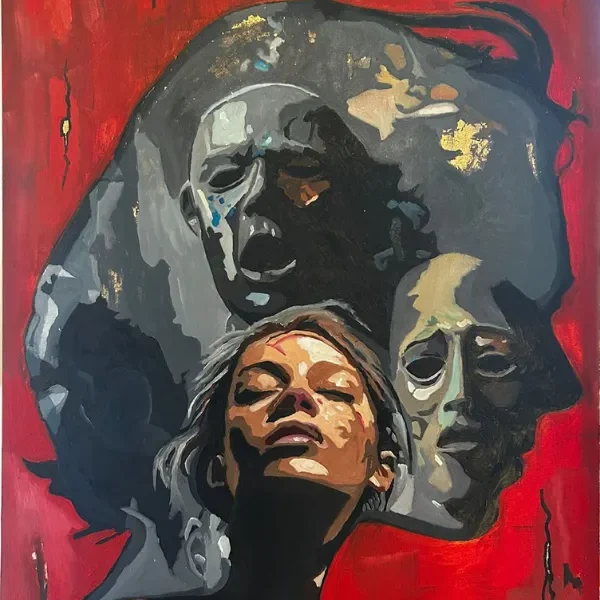 הצהרת אמן 3 בין עיוורון לבהירות - ציור שמן אקספרסיוניסטי גדול מימדים, ביטוי רגשי